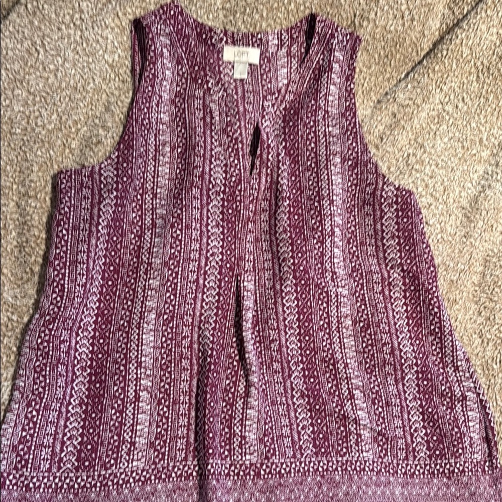 LOFT Sleeveless Blouse with Ribbed Texture